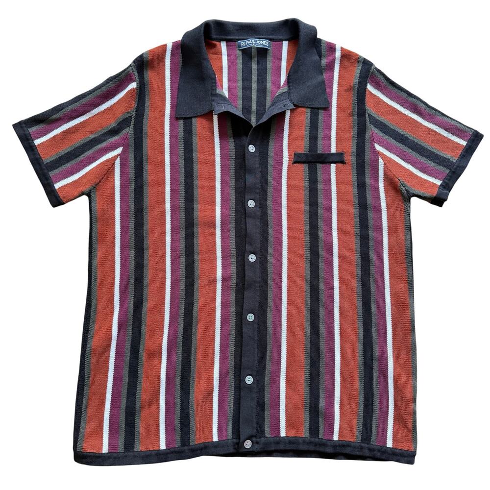 PJ Paul Jones Stripe Knit Cardigan XL Retro Grandpa Vintage Buttondown Shirt